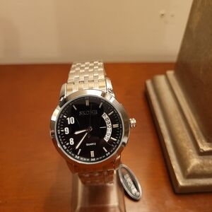 Brand New Skone Silver and Black Quartz Men's Watch